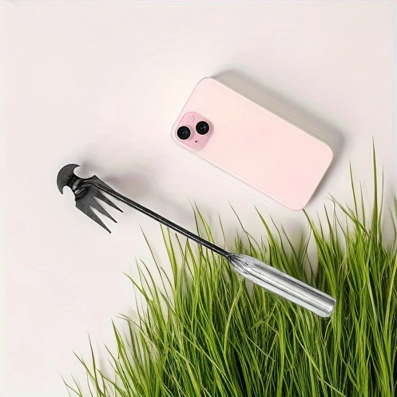 1pc Small Weed Puller With 4 Teeth, Gardening Hand Tools, Weed Remover Tool For Yard Ergonomic Weeder Tool（The Handle Can Be