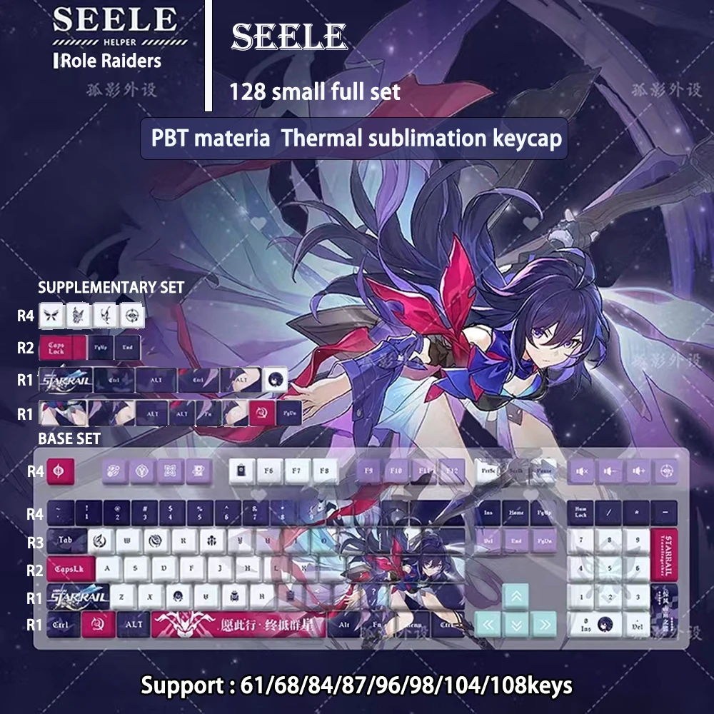 Cereja Perfil Conjunto de Keycaps Star Rail Pbt Cereja Interruptor mx Faça Você Mesmo Jogo Teclado Mecânico Presente 128 Teclas por Conjunto
