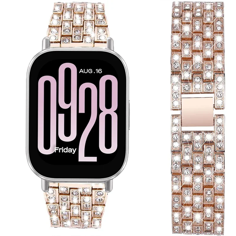 Elegant Stainless Steel Diamond Watchband - 22mm Women's Strap Bracelet