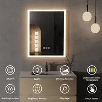 16x20 inch LED Lighted Bathroom Mirror with Anti-Fog, Wall Mounted Vanity Mirror with Smart Touch Button, Memory Function - Image 3