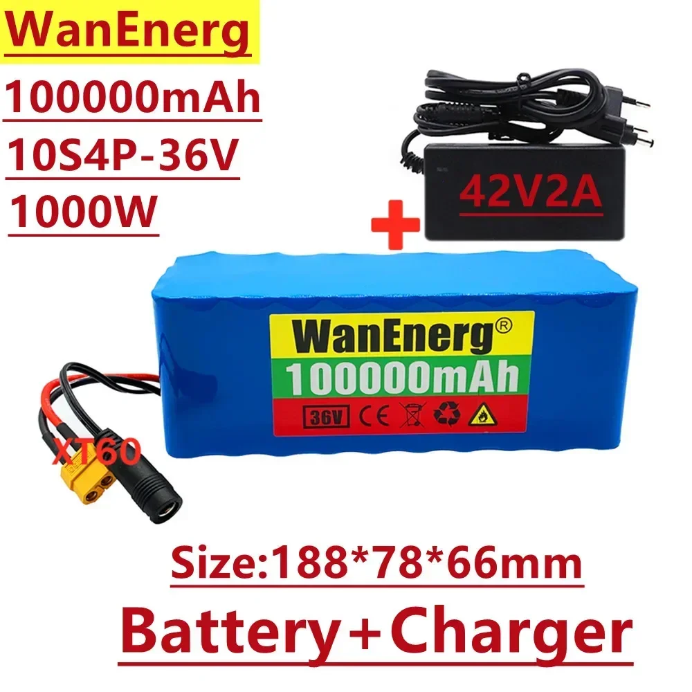 

36V / 42V 18650 lithium ion battery pack 10s4p 100000mah 1000W electric bicycle battery with integrated BMS charging protection