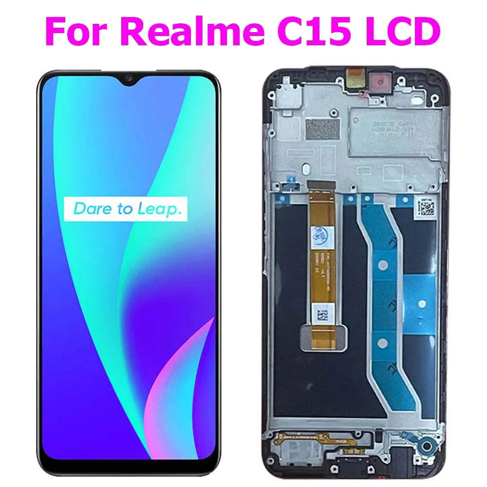 

6.5'' Original For Realme C15 LCD Display Screen Touch Panel Digitizer Replacement Parts For Realme C15 LCD With Frame RMX2180