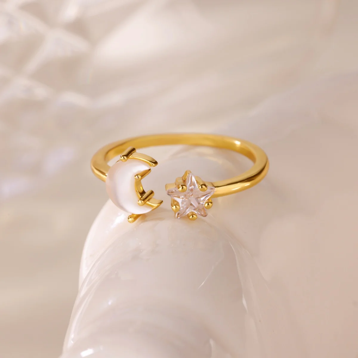 Vintage Ancient Greek Arethusa Goddess Coin Rings For Women Imitation Pearl Zircon Moon Stainless Steel Ring Fashion Jewelry 4
