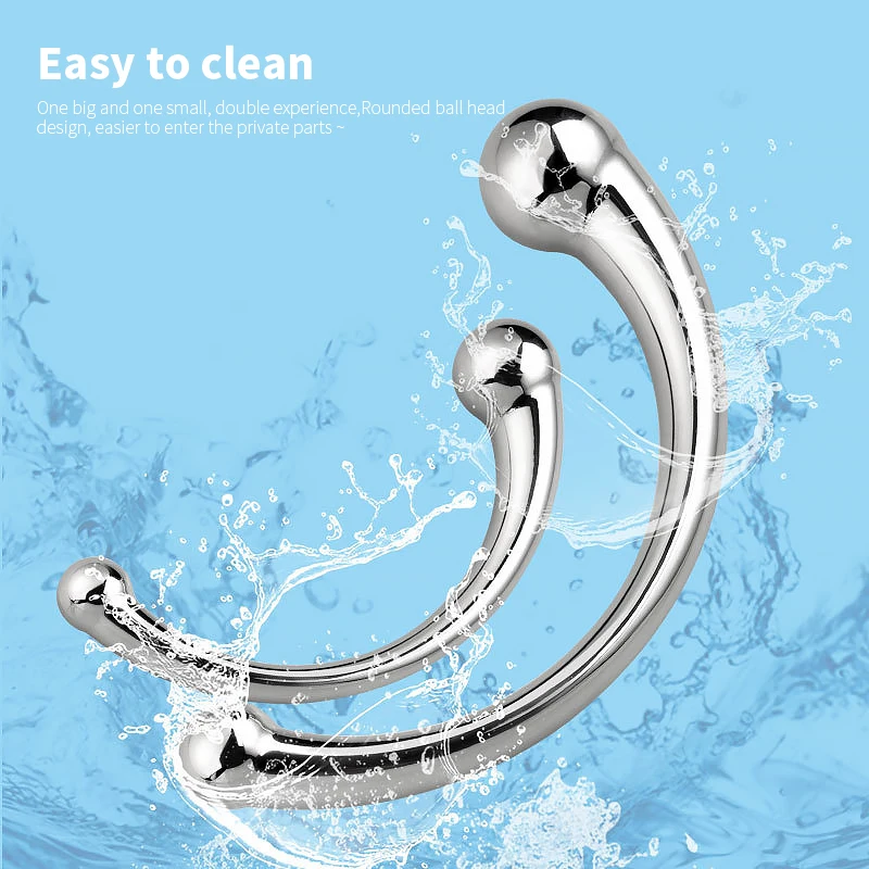 Double Ended SM P-Spot Stimulator Stainless Steel G Spot Wand Prostate Massage Stick  Anal_voghion.com