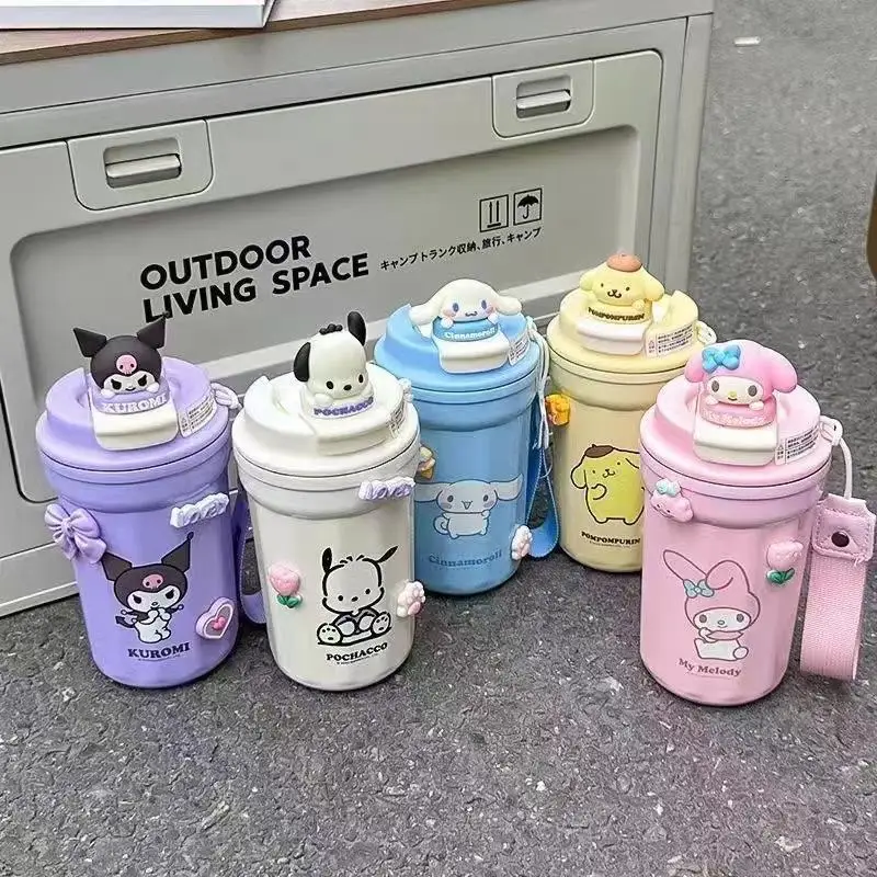 

Miniso Sanrio Kuromi My Melody Cinnamorol Kitty мультяшная Милая изоляционная чашка из нержавеющей стали 304 большая емкость студенческая чашка для воды