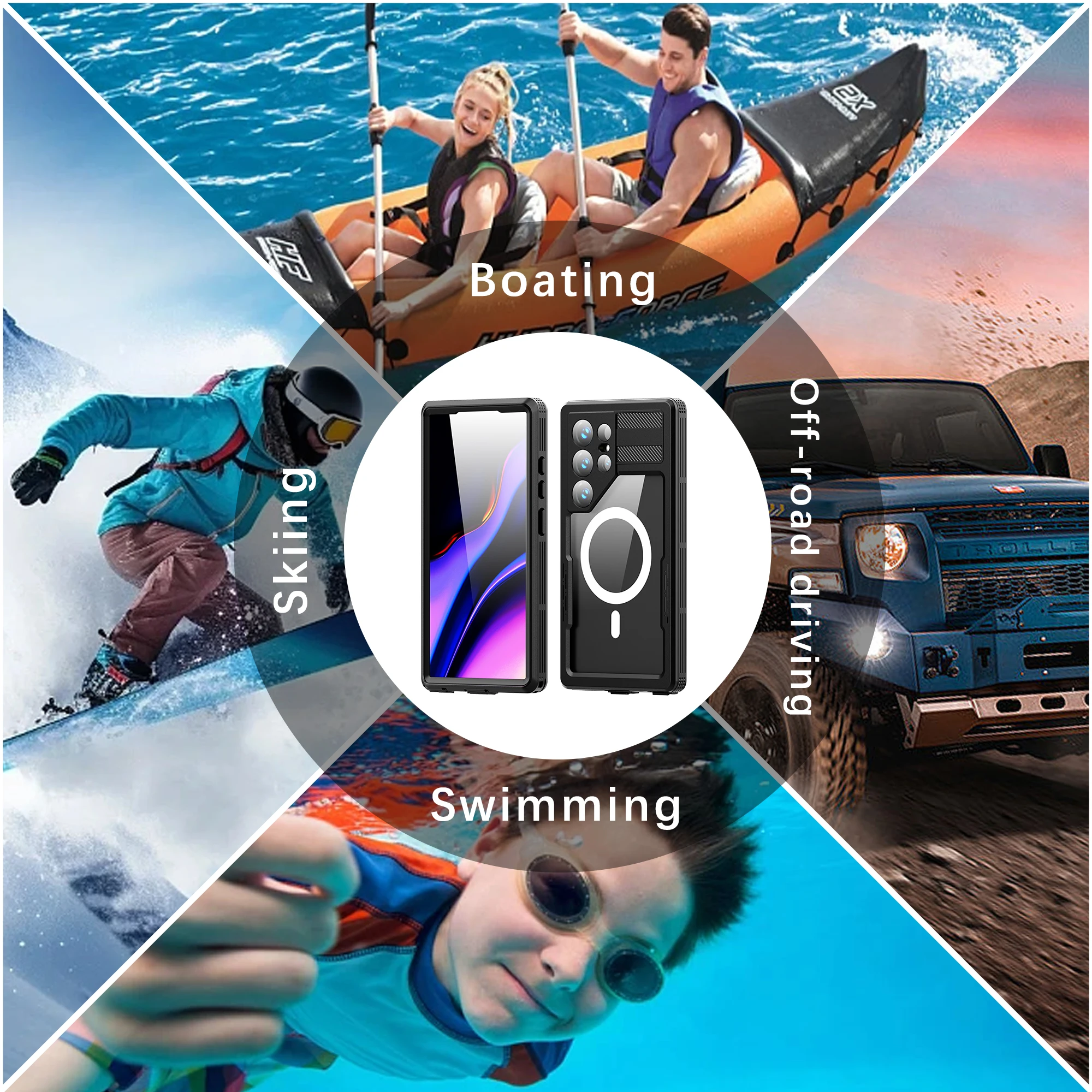 Mars Series Magnetic Charging IP68 Waterproof Case For Samsung Galaxy S24 Ultra Plus Diving Swim Outdoor Sports Climbing Cover