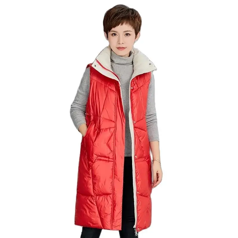 

Women Vest Jacket Down Cotton Vest Autumn Winter Jacket Thicken Loose Long Large Size Coat Female Sleeveless Waistcoat Snow Wear