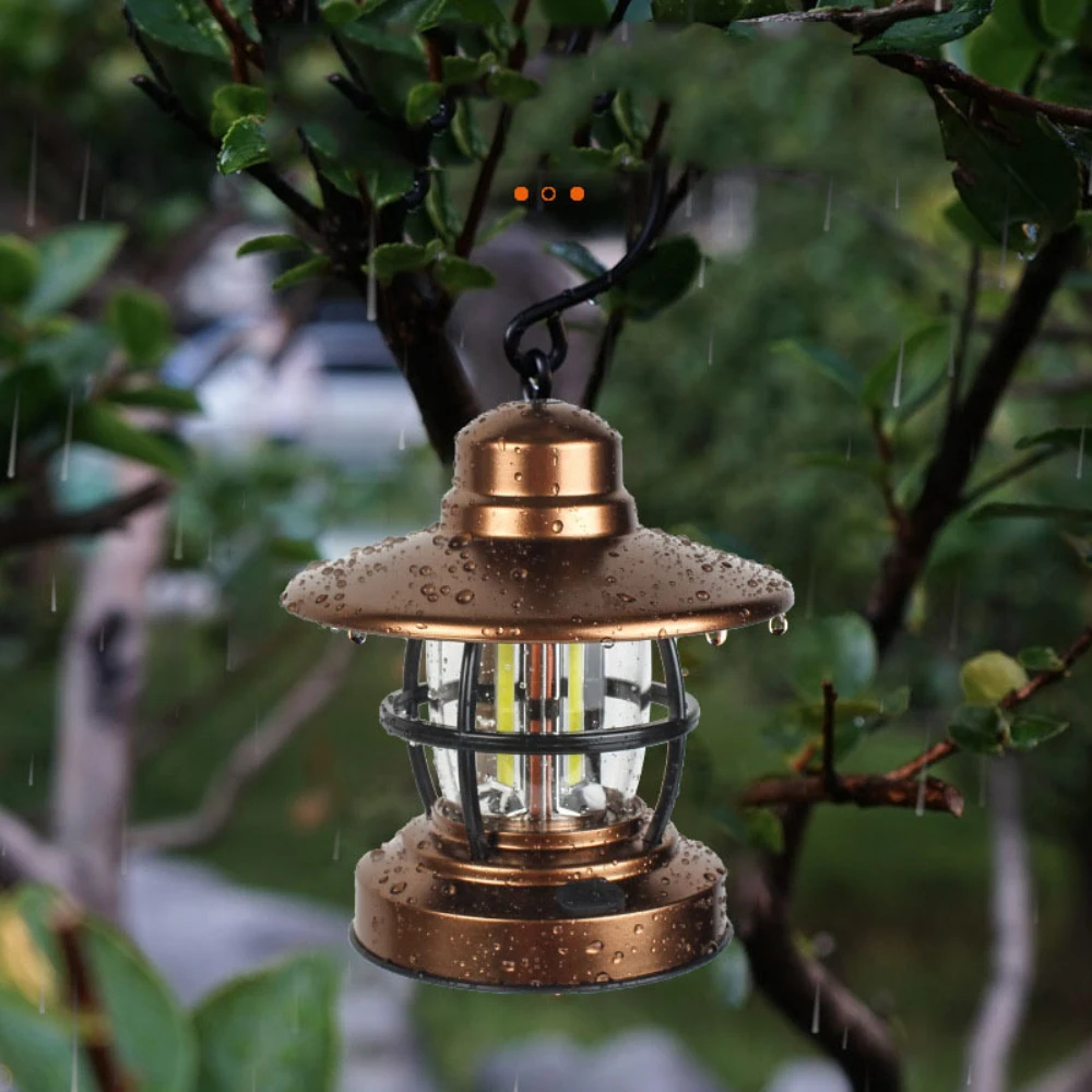 

Mini Retro Camping Lantern USB Rechargeable Haning Hook Night Light Battery Powered Tent Table Light For Outdoor Emergency