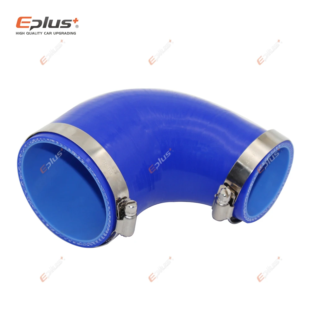 EPLUS Connettore adattatore per tubo flessibile in silicone riduttore blu Coppia di tubi di aspirazione turbo per intercooler per auto universale resistente alla fiamma da 90 gradi