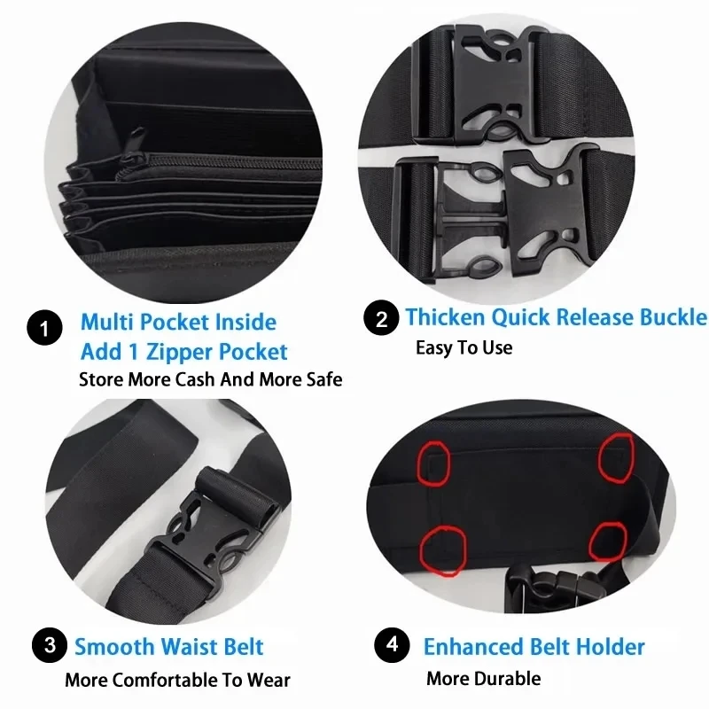 Multi Pocket Waist Bag Euro Coin Holder Portable Coin Storage Money Box Wallet Purse For Waiter Driver Cash Money Phone Safe 3