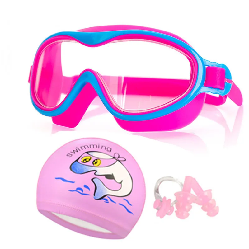 WAVE Children Swimming Goggles Swim Cap Anti-Fog UV Silicone Pool Glasses for Kids Swim Eyewear