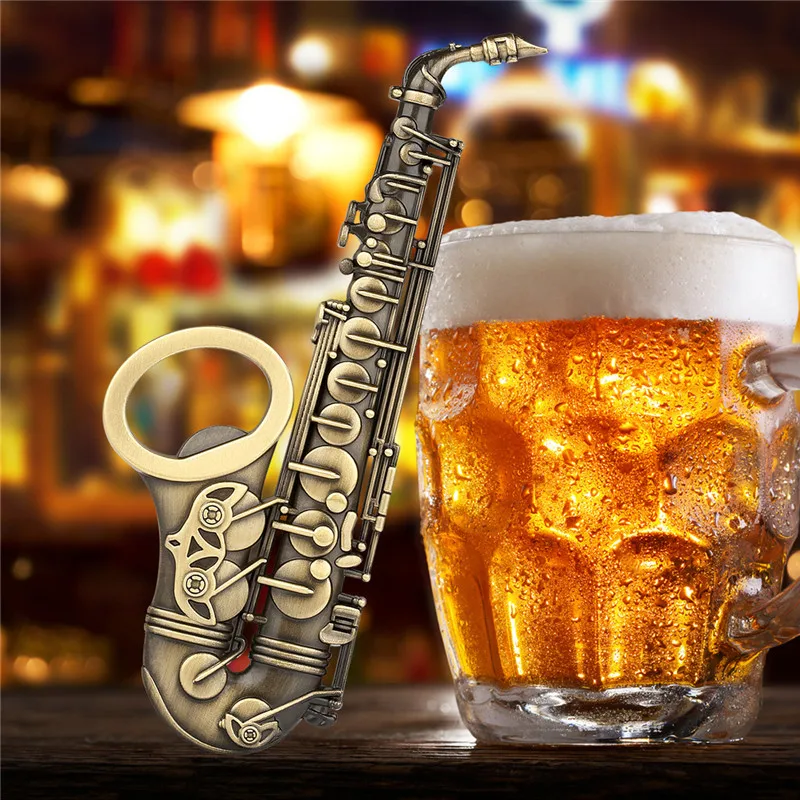 Neuartige Saxophon-Instrumentenform, Stahl-Bieröffner, Flaschenöffner, tragbarer Korkenzieher für Hochzeit, Party, Barzubehör, ideales Geschenk – Detail 2