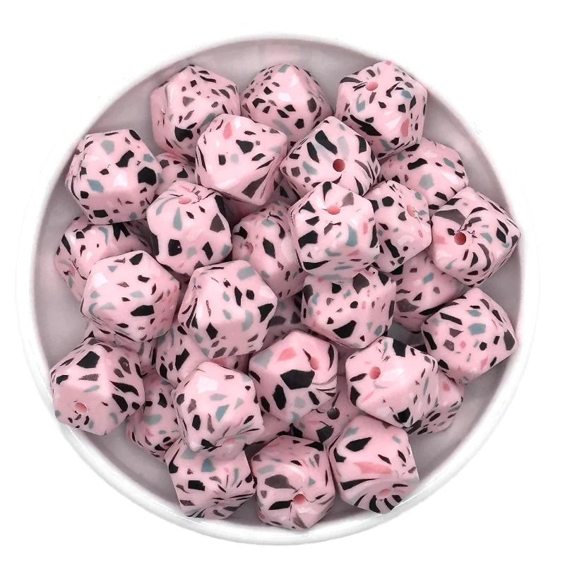 Colorful Hexagon Silicone Beads for DIY Crafts and Decorations (10/20pcs, 14mm)