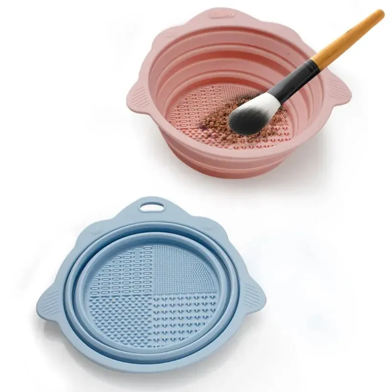 Makeup Brush Cleaner Makeup Tools Beauty Mixing Bowl Beauty Supplies Silicone Makeup Brush Cleaning Bowl Beauty Blender Puff Silicone Washing Pad Foldable Washing Brush Bowl Makeup Tool Kit