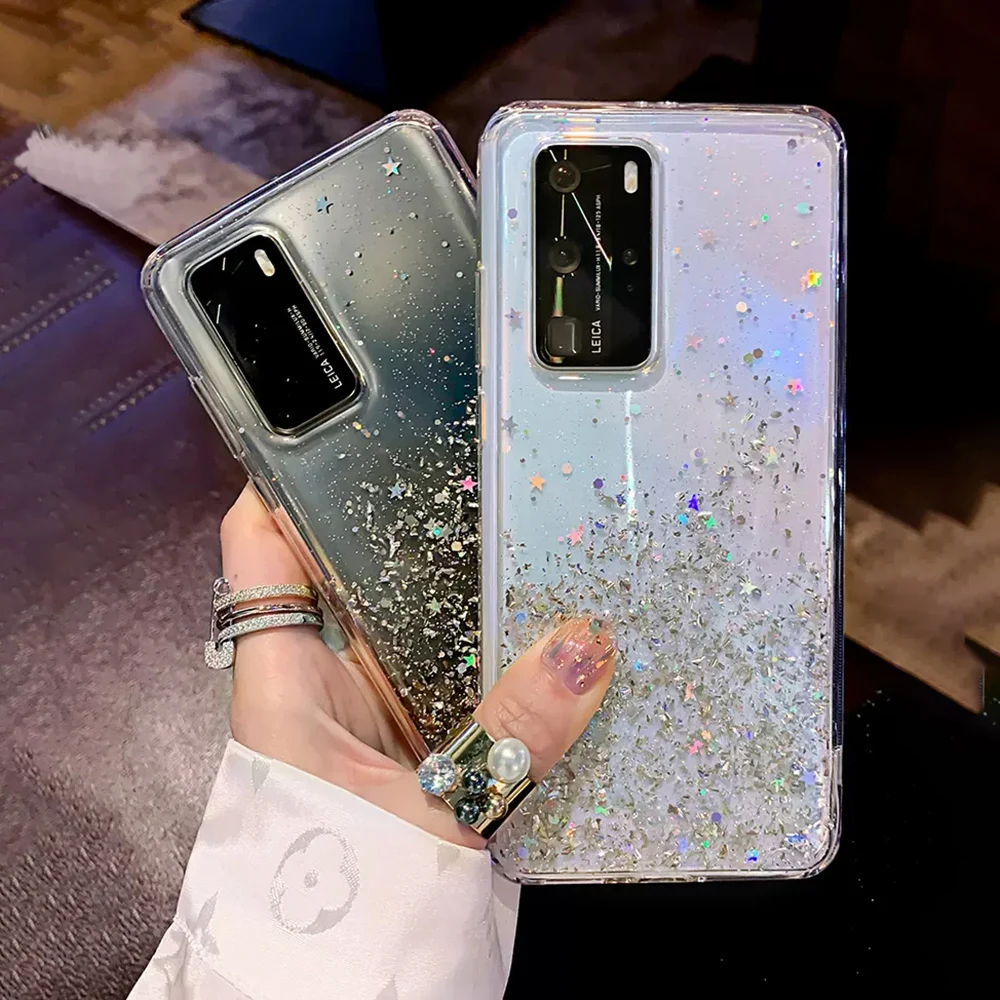 Luxury Glitter Sequins Phone Case For Samsung S23 S22 S21 Ultra Plus S20 FE A54 A34 A14 A24 A53 A52 A23 A13 5G Soft Clear Cover- S3e734b70e94c4e5ca162e8f9ea17d9e4l