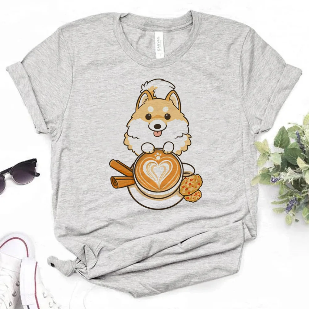 

Pomeranian tshirt women manga comic summer Tee girl y2k clothes