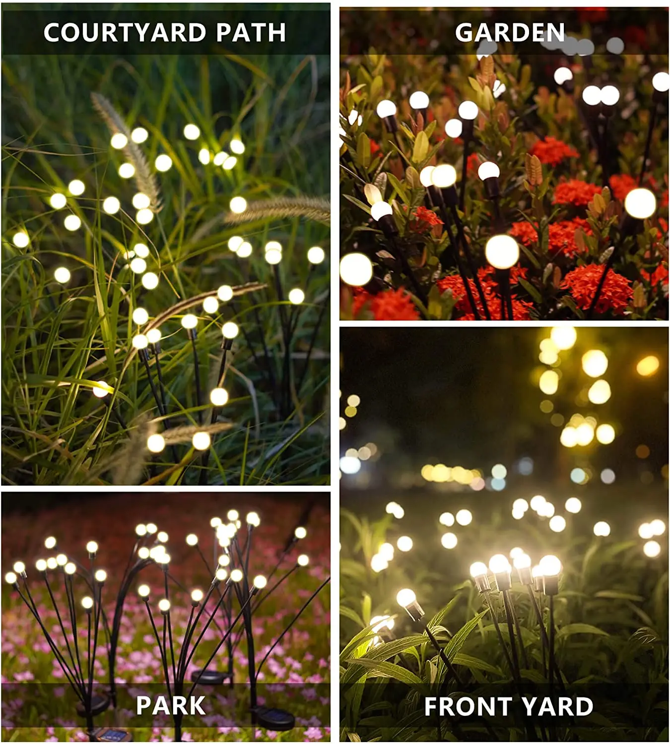 8Pack Solar Firefly Lights 10LED Outdoor Waterproof Swaying Garden Decorative