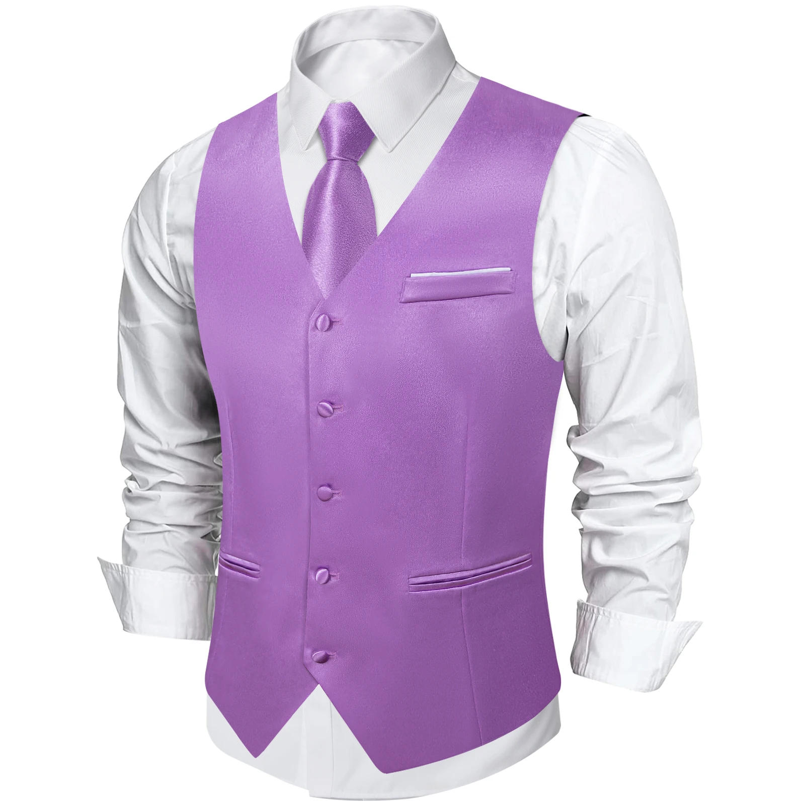 Solid Satin Suit Vest Tie Set Black White Blue Red Men's Wedding Tuxedo Business Waistcoats Luxury Prom Social Sleeveless Jacket 5