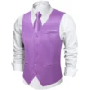 Solid Satin Suit Vest Tie Set Black White Blue Red Men's Wedding Tuxedo Business Waistcoats Luxury Prom Social Sleeveless Jacket 5