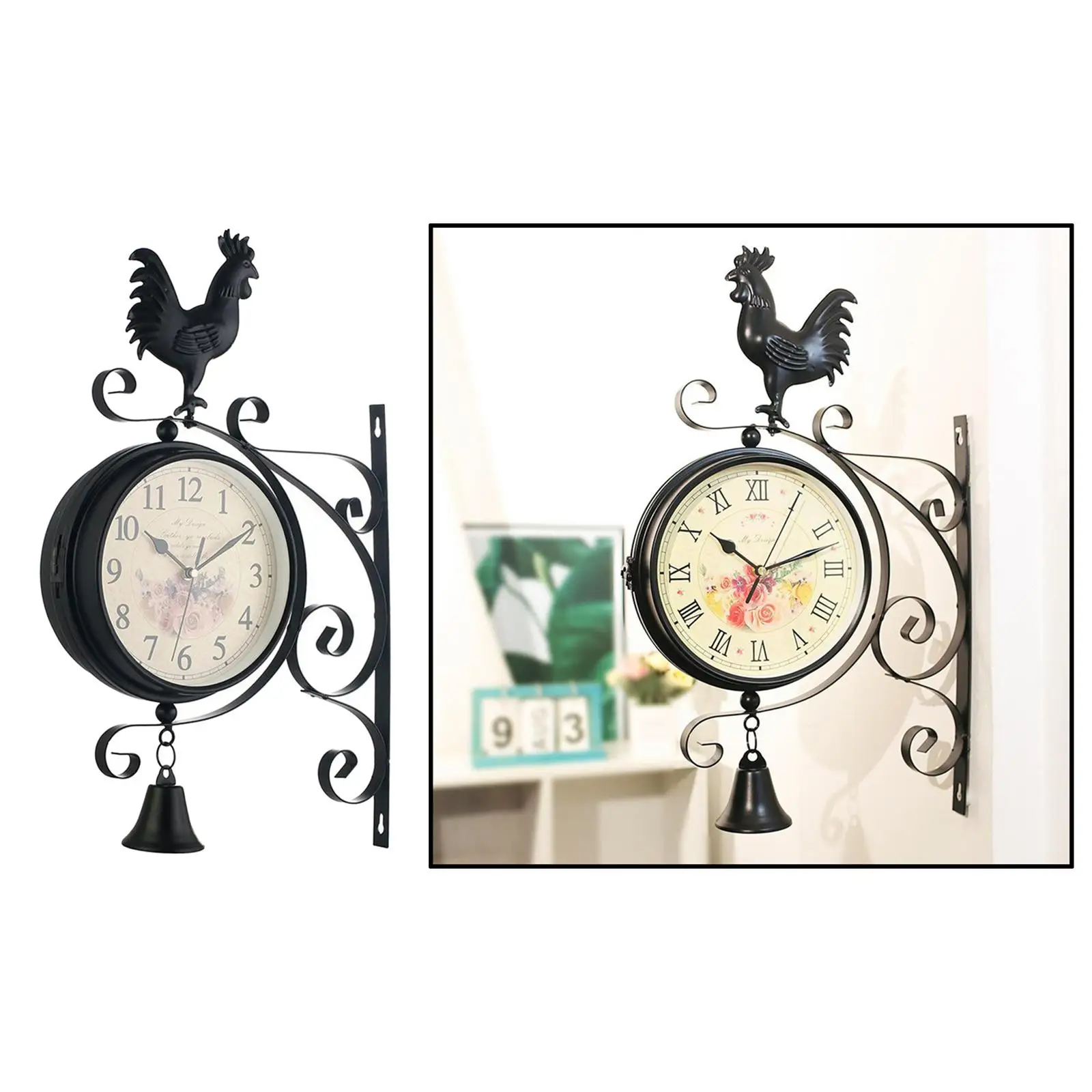 Orologio Da Giardino Retrò Doppia Faccia | Stile Vittoriano Impermeabile | 30x37cm Con Batterie AA - Foto 9