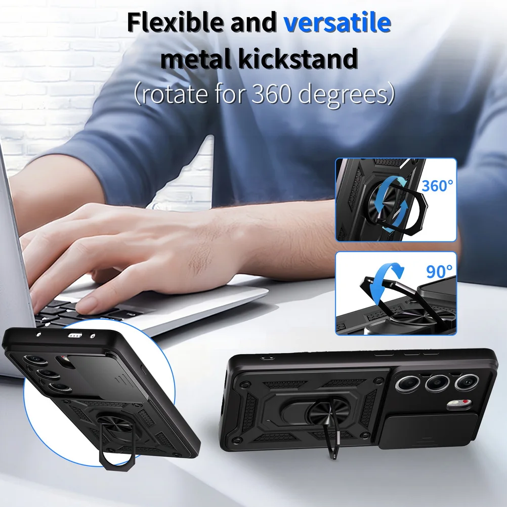 Armor Metal Ring Holder Camera Protective Case with Enhanced Durability