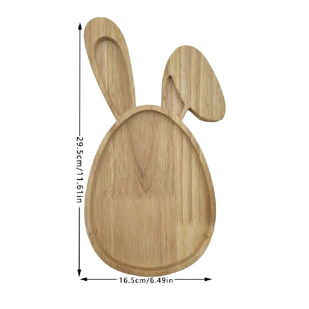 Easter Bunny Tray Wood Food Plate Fruit Serving Bread Display Wooden Spring Decor Kids Child Cake Decorations Easter Supplies
