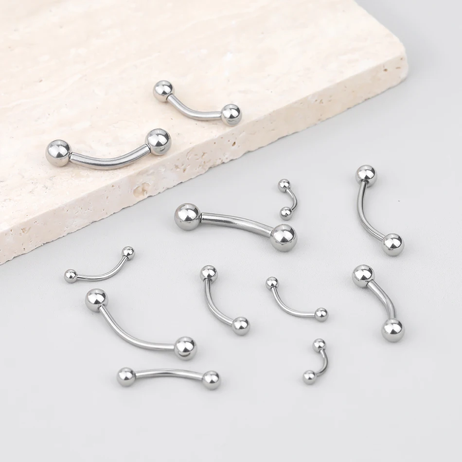 2PC Stainless Steel Eyebrow Piercing Jewelry 18G-12G