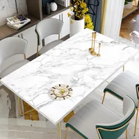 Nappe de Table en verre souple, motif marbre noir et blanc, Texture cuir, tapis de couverture de Table, décoration de cuisine, de maison, de salon, nouvel arrivage 2