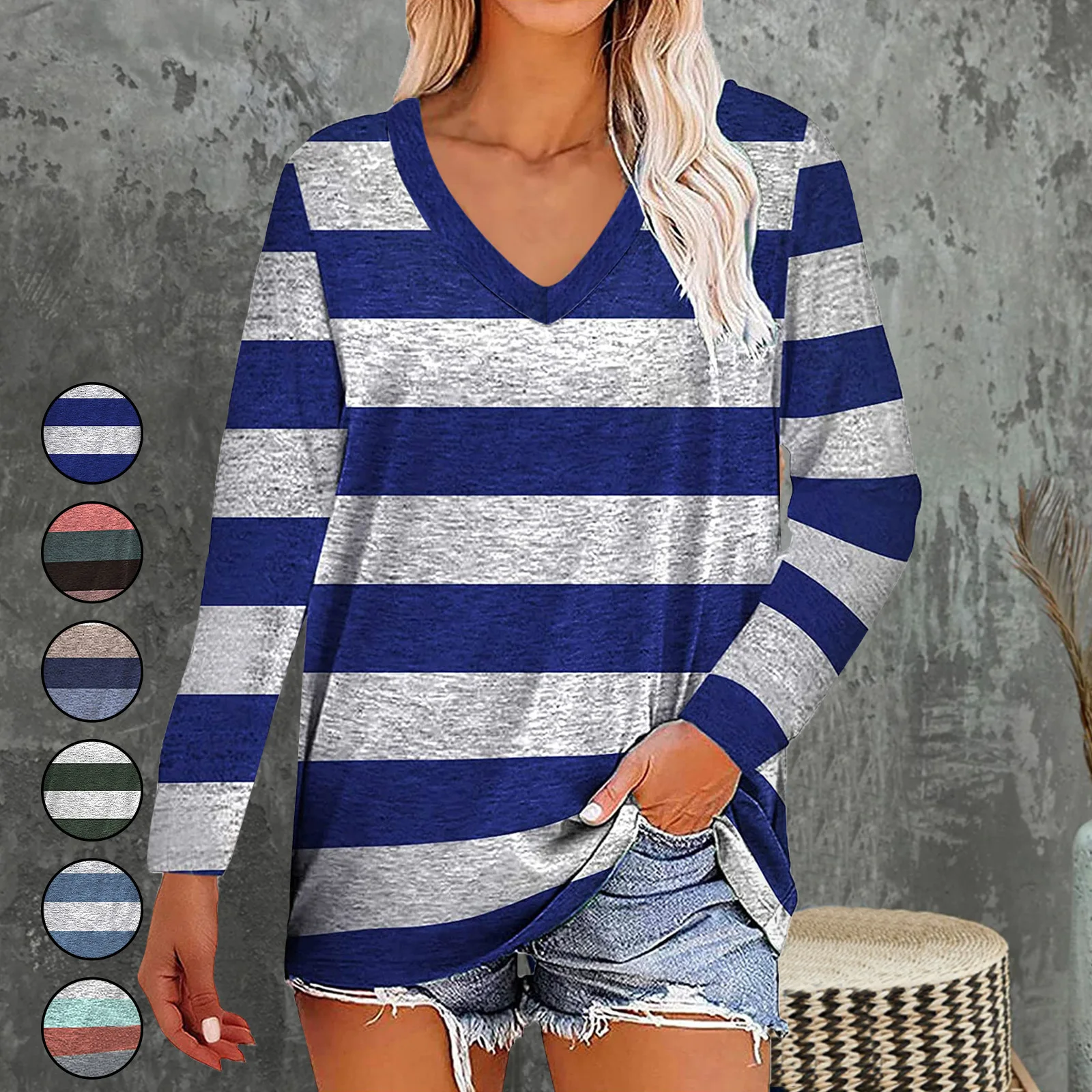 

2023 Spring Autumn Cotton Women's Shirt Tops V-Neck Long Sleeve Pullover Plaid Print Casual Loose Fashion Office Lady T-Shirt