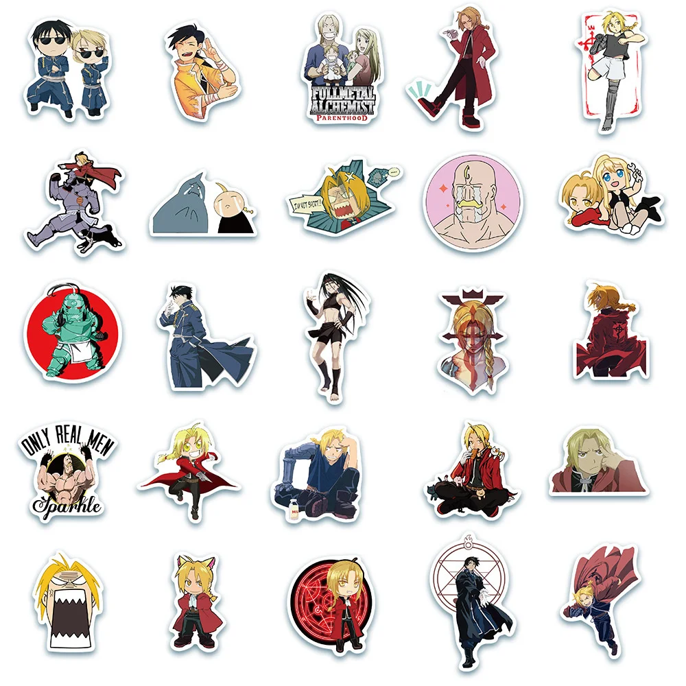 10/30/50PCS New Fullmetal Alchemist Sticker Pack Cartoon Creative Animation Kids Table Car Chair Decoration Waterproof Wholesale