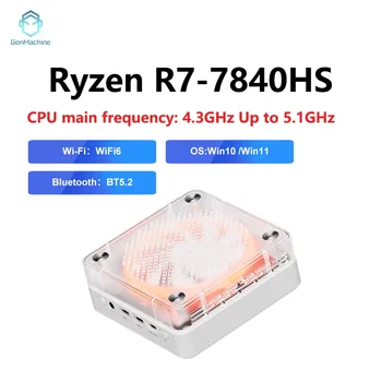 Genmachin AMD 7840HS 7735HS 7735U R9 6900HX Mini Pc Windows 11 Ryzen DDR5 4800Mhz M.2 WIFI6 BT5.2 Gioco per PC Computer da gioco fai da te