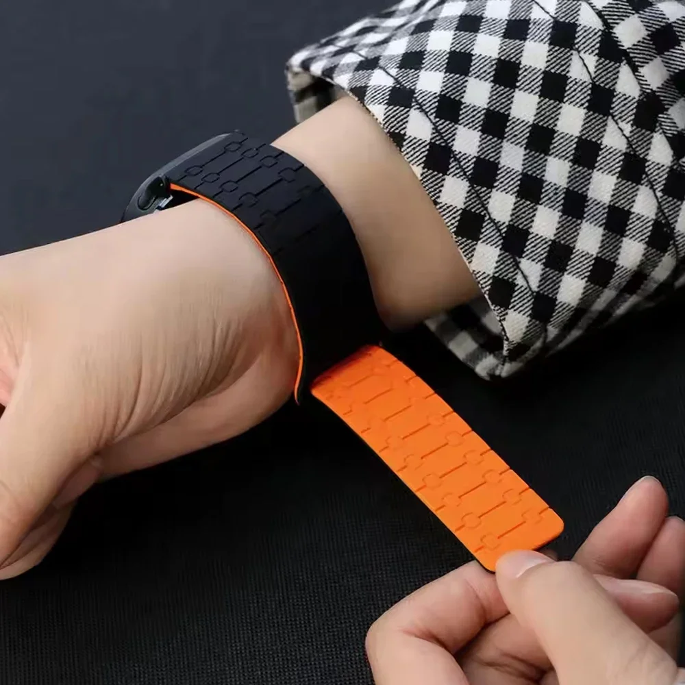 Enhanced Magnetic Silicone Loop Watch Strap - 22mm Band with Suunto Compatibility Removed
