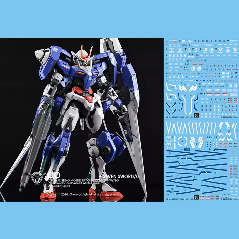 YAN Decal for MG 1/100 Seven Swords 00 Seven Sword/G GN-0000/7S HD Fluorescent Water Stickers for Model Hobby DIY Accessories