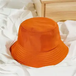 Unisex Cotton Foldable Sun Protection Bucket Hat - Adult(56-58cm) (Orange)