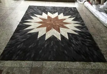 Natural Cow Skin Rug Maple Leaf Shape Animal Hide Carpet CR-55