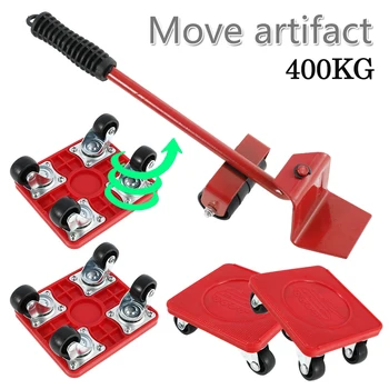 Set di traslochi per mobili Sollevatore per trasporto Rotazione di 360 gradi con ruota universale Oggetti pesanti Ruota mobile Barra a rulli Utensili manuali