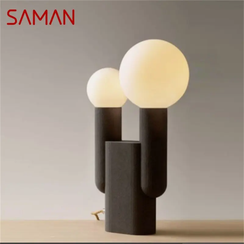 

SAMAN Nordic Creative Grey Table Lamp Contemporary Design Desk Lighting for Home Bedside Decoration