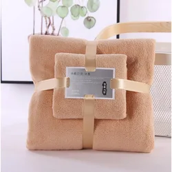 Luxurious Coral Velvet Bath Towels - Super Soft & Quick-Drying (2-Piece Set) - 70x140cm 35X75CM (BROWN)