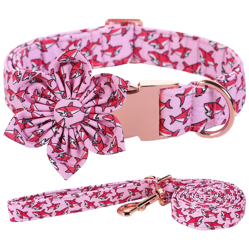 Elegant little tail Dog collar, Dog collar with Flower, Boy girl Dot cute  Pink Pet collar Flower Dog collars Adjustable Dog coll