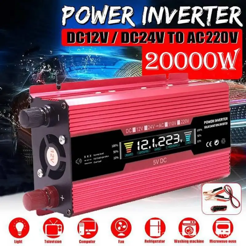 

20000W Car Power Inverter Sine Wave Solar Inverter DC12V to AC 220V Voltage Converter Adapter Multifunctional Inverter Converter