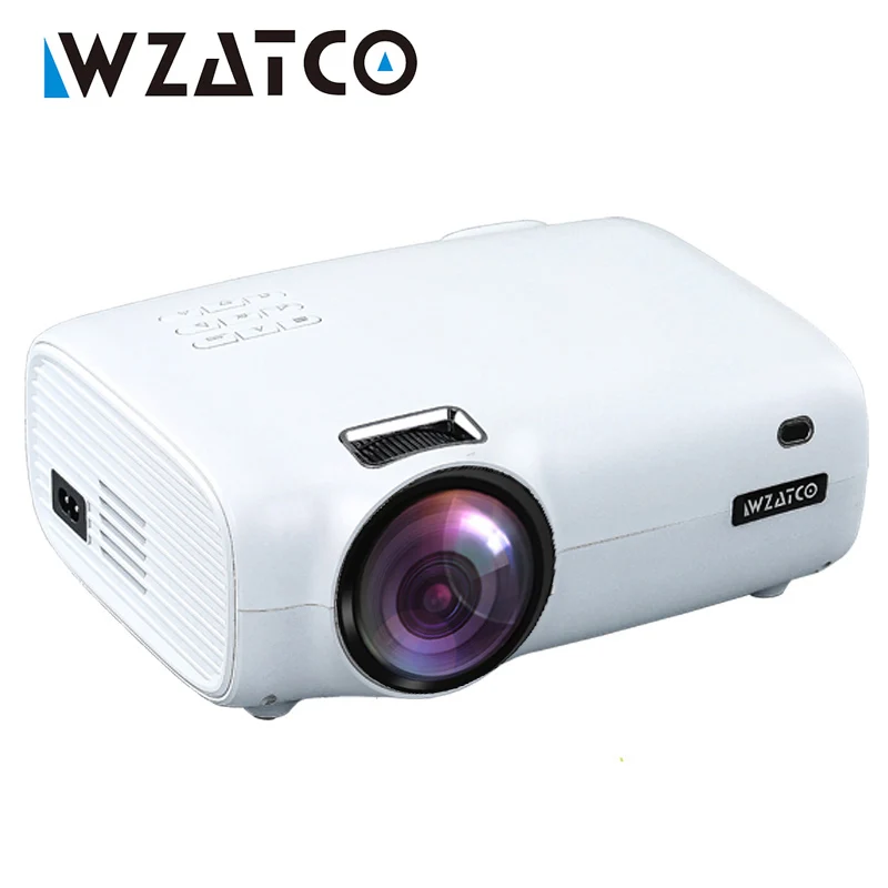 WZATCO E600 External Android optional Portable Mini LED Projector Support Full HD 1080p 4K Video Home Theater Beamer Proyector