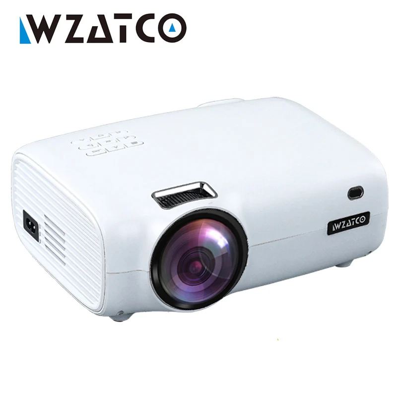 WZATCO 휴대용 미니 LED 프로젝터, 외부 안드로이드 옵션, 지지대 풀 HD, 1080p, 4K 비디오, 홈 시어터 비머 프로젝터, E600 