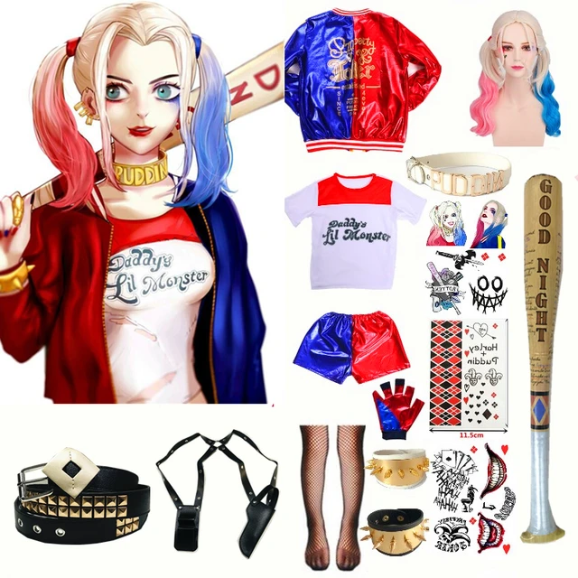 Halloween Carnival Women Adult Fantasia Arlequina Cosplay Costumes Jacket  Pants Sets Party Clothes - AliExpress