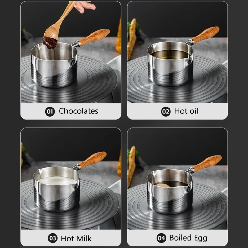 Stainless Steel Mini Frying Pan Household Hot Oil Pan Boiled Eggs Hot Chocolate Milk Pot Household Multi-purpose Pot