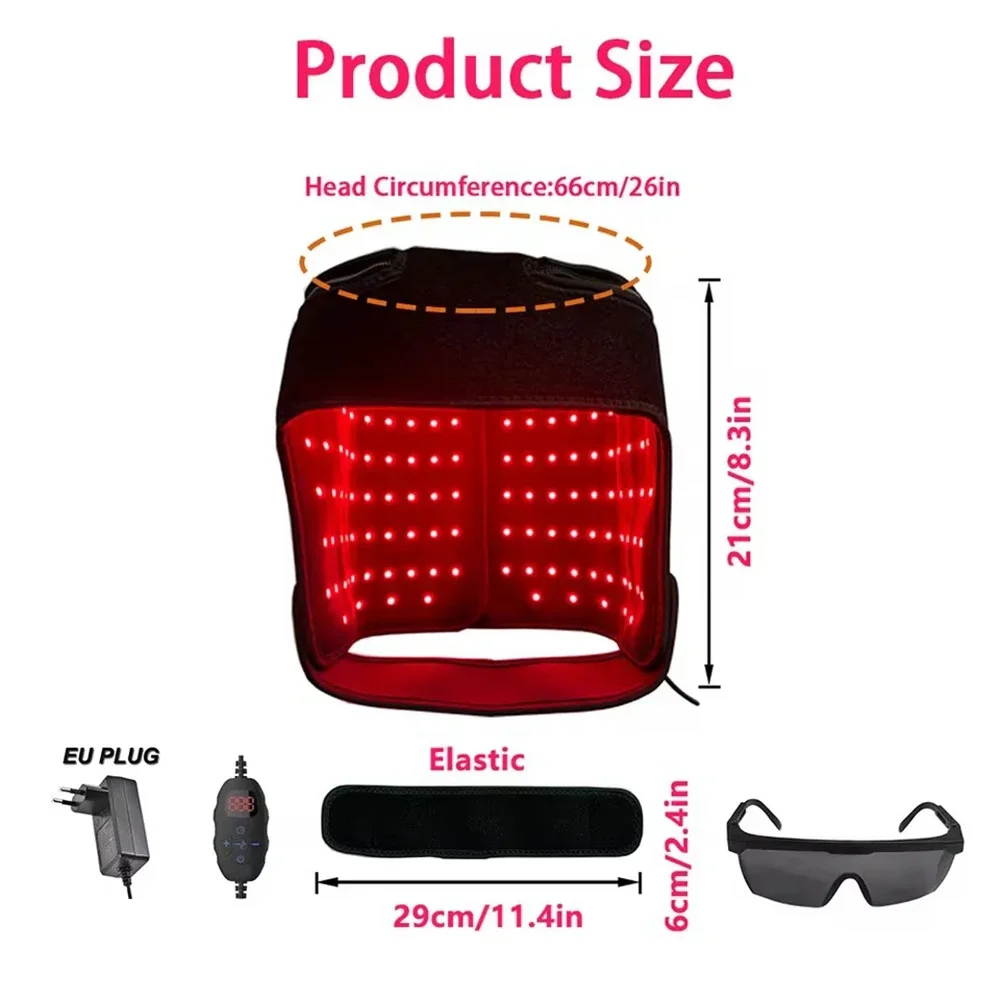 180Pcs Red Light Hair Regrowth Cap 660nm&850nm Near-infrared Light Reduces Oiliness Strengthen Hair Roots Anti-Hair Loss Hat