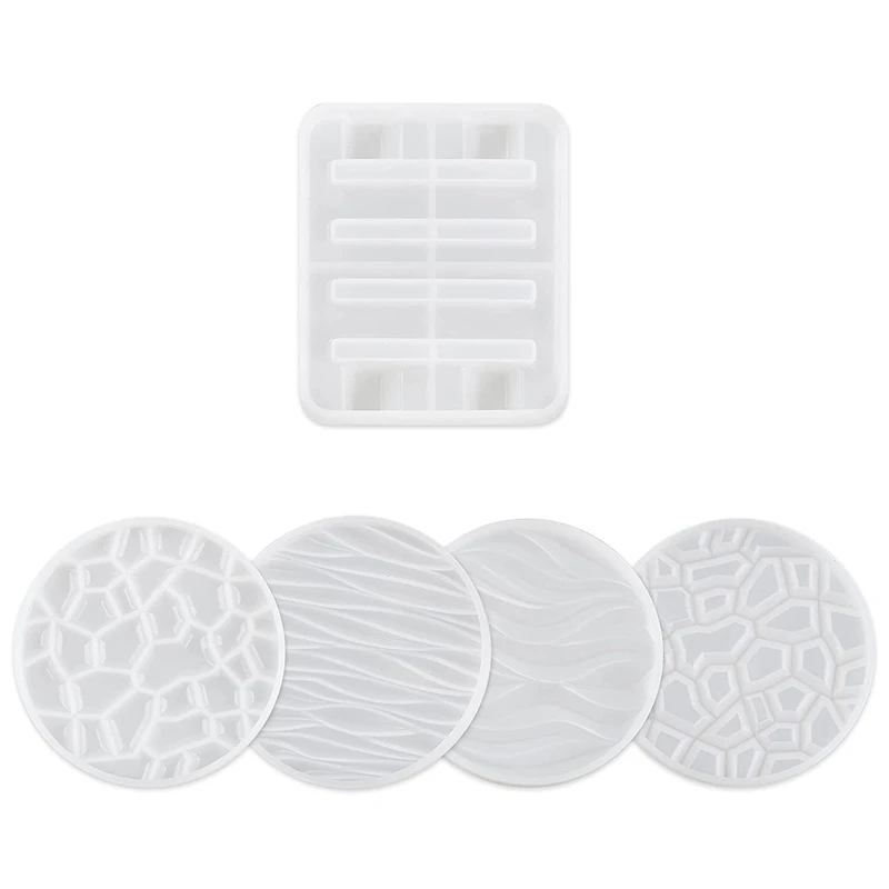 

Coaster Resin Mold,Pattern Coaster Molds With Coaster Stand Storage Molds,Silicone Molds For Coasters Home Decoration