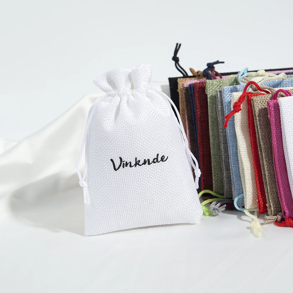 50-Pack Pink Burlap Drawstring Bags - 2.7x3.5 Inch Small Gift Bags For Favors & Jewelry