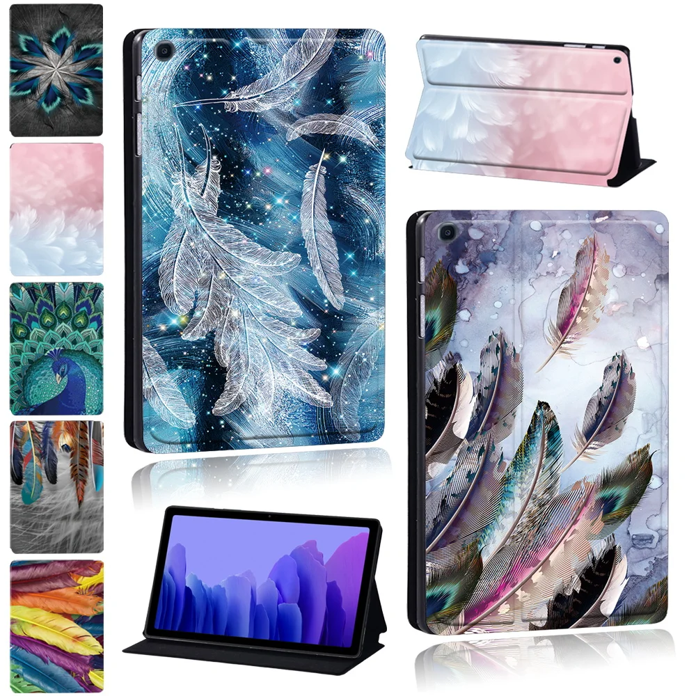 

Tablet Case for Samsung Galaxy Tab A7 Lite/Tab A7 10.4"/Tab A8 X200/Tab A T510/Tab A T590/Tab A T290 Leather Feather Print Cover