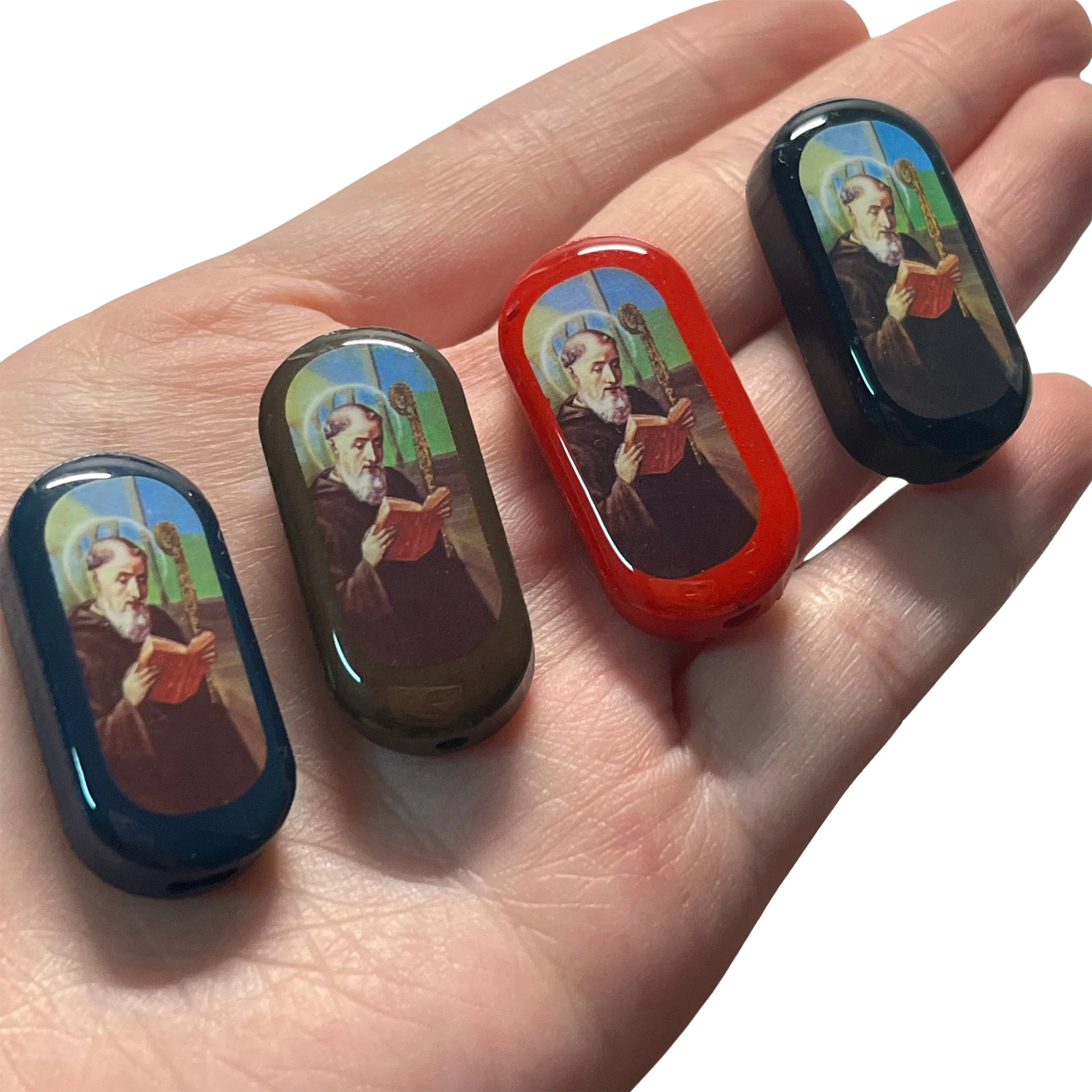 20Pcs ST. BENEDICT OF NURSIA Or ST. BENEDICT THE ABBOT  Wooden Pendants Available In A Variety Of Colors Can Be Used As Bracelet