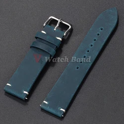 Elegant Brown Calfskin Leather Watch Band - Premium Wrist Strap Accessory - 18mm (Blue-Pin Buckle)